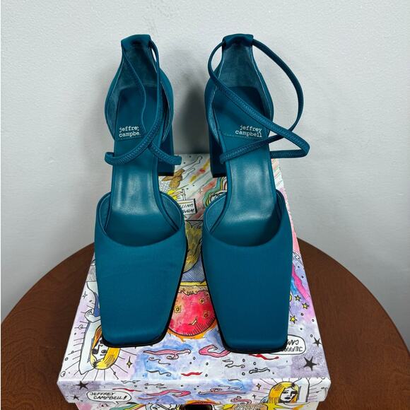 Jeffrey Campbell Popular Square-Toe Heel Pump in Dark Blue Neoprene Size 9 - Picture 2 of 8